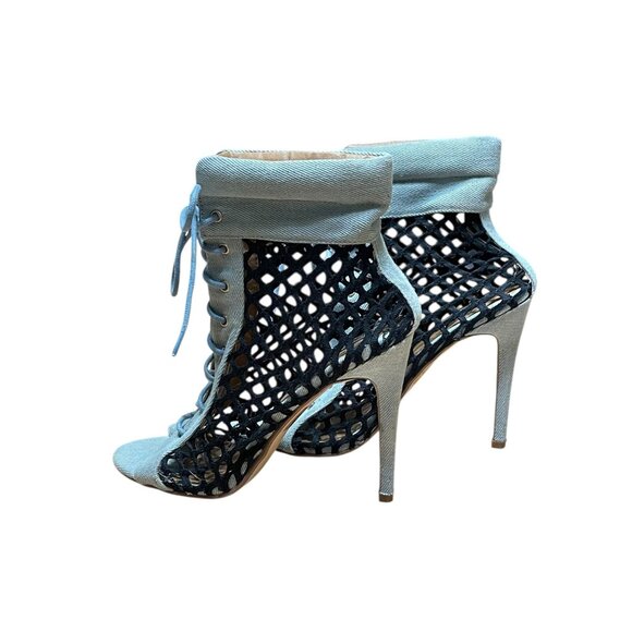 Cape Robbin Shoes - Cape Robbin Womens Light Blue Lace-Up Mesh Peep Toe Stiletto Heels Size 10M